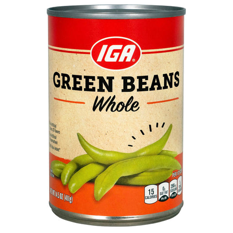 IGA Vegetables Whole Green Beans - 14.5 OZ 24 Pack