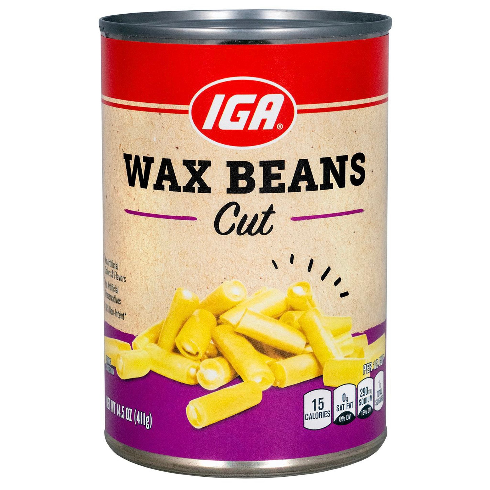IGA Vegetables Cut Wax Beans 14.5 OZ 24 Pack StockUpExpress