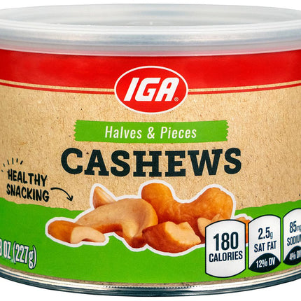 IGA Cashews Halves & Pieces - 8 OZ 12 Pack