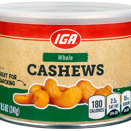 IGA Cashews Whole - 8.5 OZ 12 Pack
