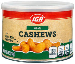 IGA Cashews Whole - 8.5 OZ 12 Pack