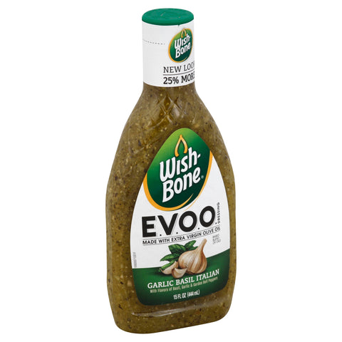 Wish-Bone Healthy Essentials E.V.O.O Dressing Garlic Basil Dressing - 15 FZ 6 Pack