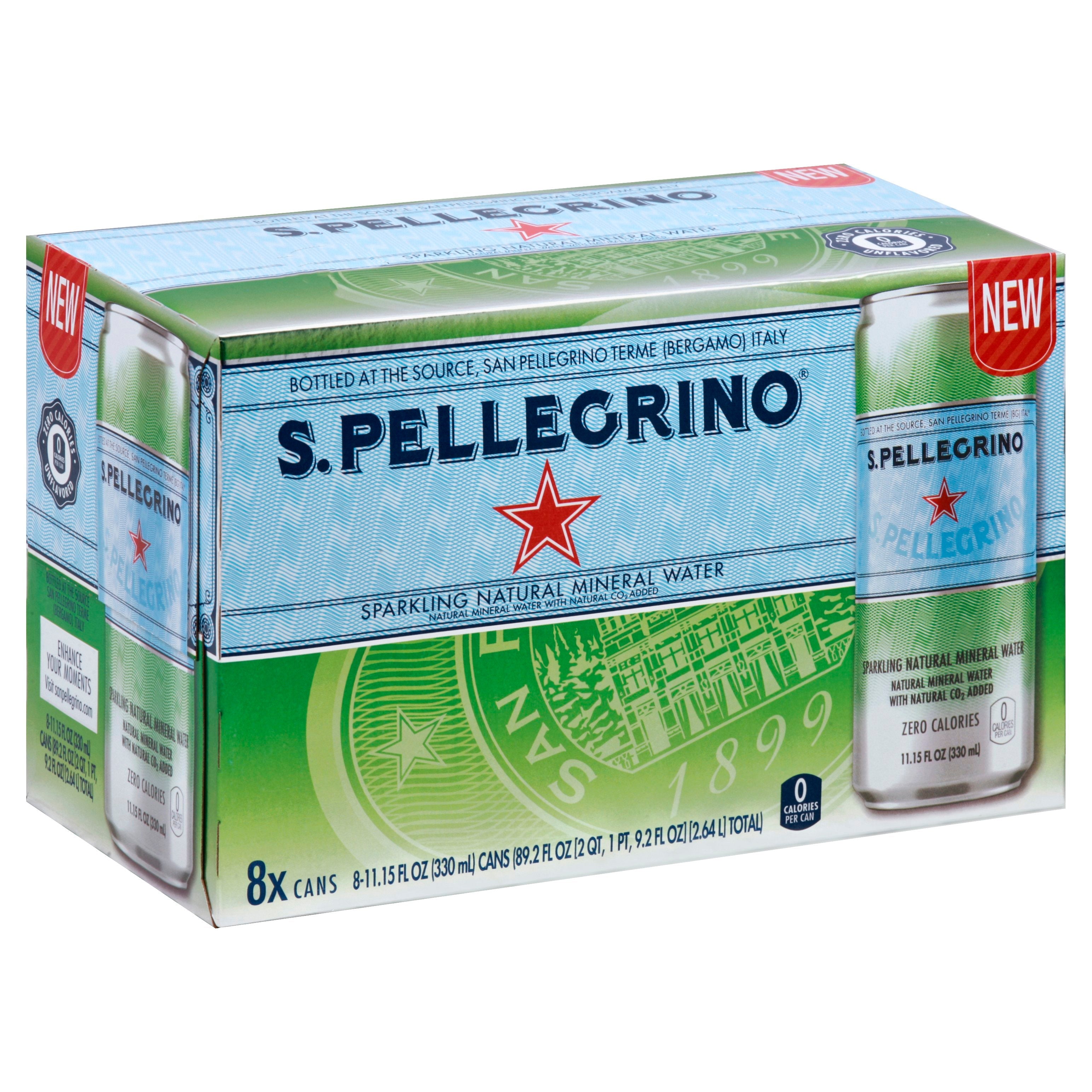 San Pellegrino Sparkling Natural Mineral w-ater 1 liter Glass Bottles -  Pack of 12 