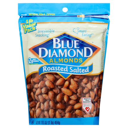Blue Diamond Almonds Roasted Salted - 16 OZ 6 Pack