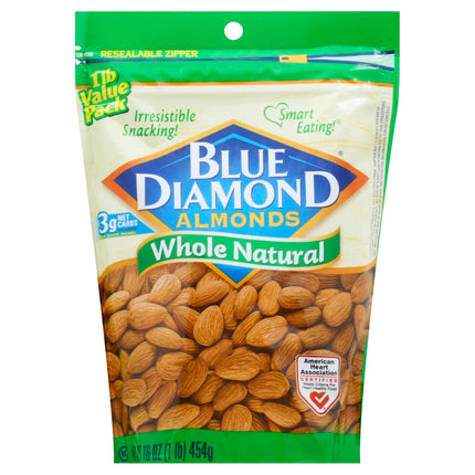 Blue Diamond Almonds Whole Natural - 16 OZ 6 Pack