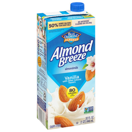 Blue Diamond Gluten Free Almond Breeze Vanilla Almond Milk - 32 FZ 12 Pack