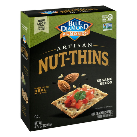 Blue Diamond Gluten Free Artisan Nut Thin Sesame Seeds Rice Cracker - 4.25 OZ 12 Pack