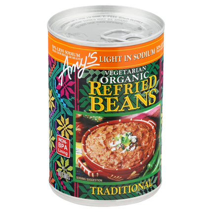 Amy's Organic Light In Sodium Vegetarian Traditional Refried Beans - 15.4 OZ 12 Pack