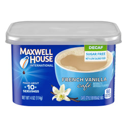 Maxwell House International Cafe Coffee Drink Mix Sugar Free Decaffeinated French Vanilla - 4 OZ 8 Pack