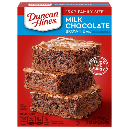 Duncan Hines Mix Brownies Milk Chocolate Family Size - 18 OZ 12 Pack