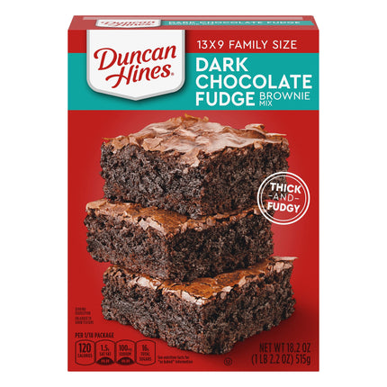 Duncan Hines Mix Brownies Dark Chocolate Fudge Family Size - 18.2 OZ 12 Pack