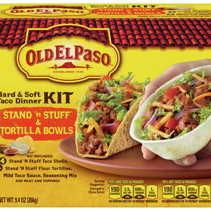 Old El Paso Stand 'N Stuff Hard/Soft Taco Shell Dinner - 9.4 OZ 8 Pack