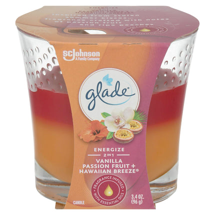 Glade 2 In 1 Candle Vanilla Passion Fruit & Hawaiian Breeze - 3.4 OZ 6 Pack