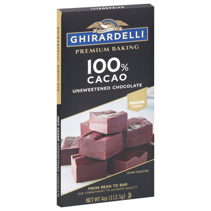 Ghirardelli 100% Cocoa Unsweetened Chocolate Baking Bar - 4 OZ 12 Pack