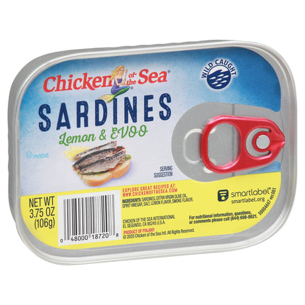 Chicken Of The Sea Lemon & Evoo Sardines - 3.75 OZ 18 Pack