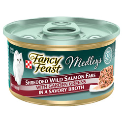 Fancy Feast Medleys Shredded Wild Salmon Fare With Garden Greens - 3 OZ 24 Pack