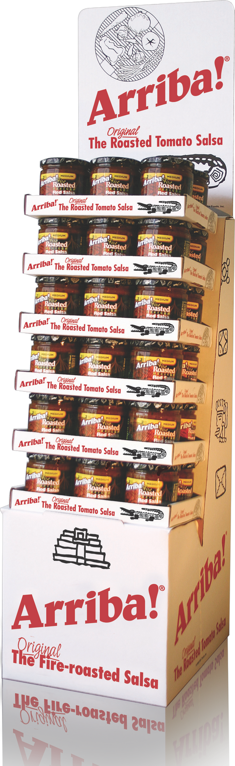 Riba Foods Arriba! Medium Fire Roasted Mexican Bacon Salsa and Bacon Queso Shipper - 16 OZ 36 Pack