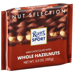 Ritter Sport Milk Chocolate With Whole Hazelnuts Bar - 3.5 OZ 10 Pack