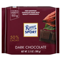 Ritter Sport Dark Chocolate 50% Cocoa Bar - 3.5 OZ 12 Pack