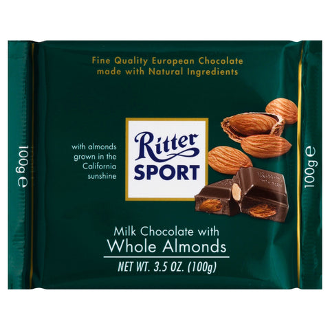 Ritter Sport Milk Chocolate With Whole Almonds Bar - 3.5 OZ 11 Pack