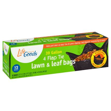 Life Goods 4 Flap Tie Lawn & Leaf Bags 39 Gallon - 12 CT 12 Pack
