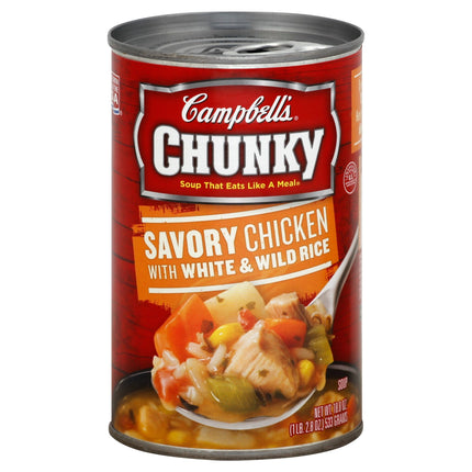 Campbell's Chunky Soup Savory Chicken With White & Wild Rice - 18.8 OZ 12 Pack