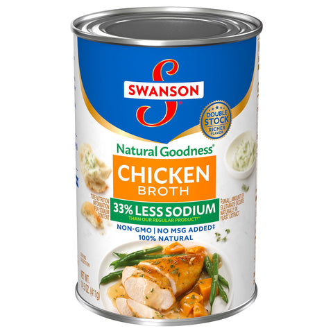 Swanson Natural Goodness Broth Chicken 33% Less Sodium - 14.5 OZ 24 Pack
