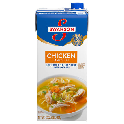 Swanson 99% Fat Free Chicken Broth - 32 OZ 12 Pack
