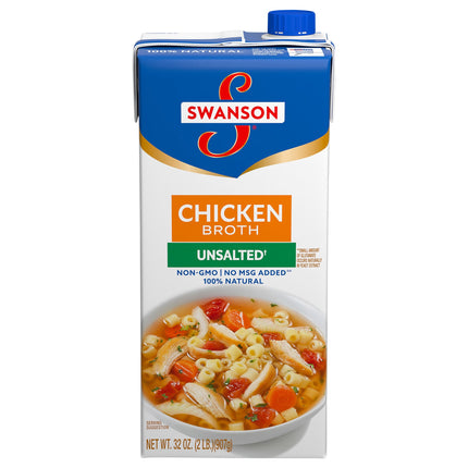 Swanson Unsalted Chicken Broth - 32 OZ 12 Pack