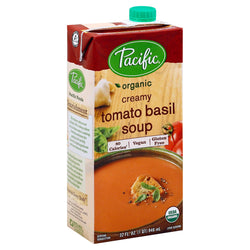 Pacific Organic Gluten Free Creamy Tomato Basil Soup - 32 FZ 12 Pack
