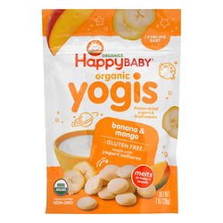 Happy Baby Organic Yogis Banana Mango Freeze Dried Yogurt & Fruit Snacks - 1 OZ 8 Pack