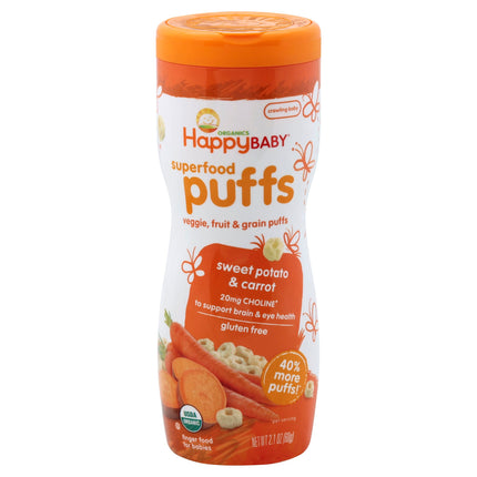Happy Baby Organic Gluten Free Puffs Sweet Potato & Carrot - 2.1 OZ 6 Pack