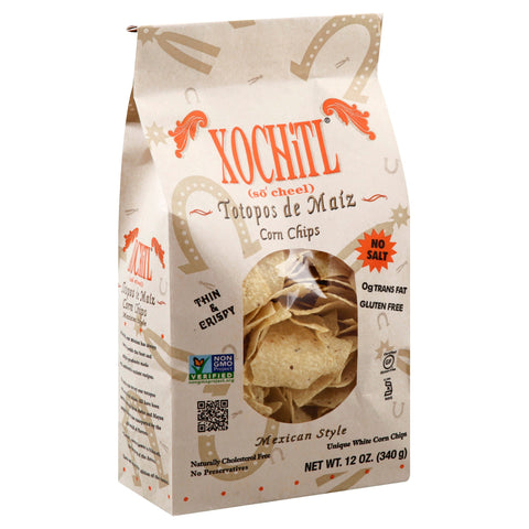 Xochitl Gluten Free No Salt White Corn Chips - 12 OZ 10 Pack