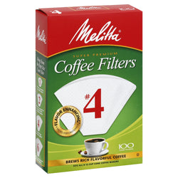 Melitta Filters #4 White Cone - 100 CT 12 Pack