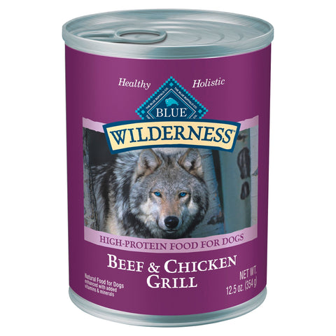 Blue Buffalo Wilderness Grain Free Beef & Chicken Dog Food - 12.5 OZ 12 Pack