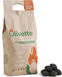 ATLAS OLIVE OILS USA OLIVETTE BBQ Organic Charcoal Briquettes - 6.6 LB 4 Pack