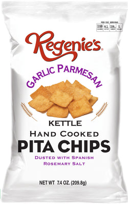 Regenie's All Natural Snacks Kettle Pita Chips, Garlic Parmesan - 7.4 OZ 12 Pack