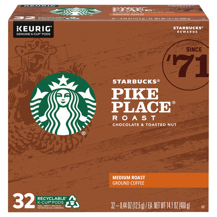 Starbucks Pike Place Medium Roast K-Cup - 14.1 OZ 4 Pack