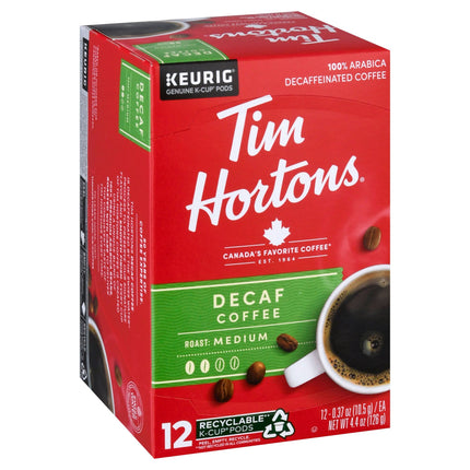 Tim Hortons Decaf Coffee K-Cup - 4.4 OZ 6 Pack