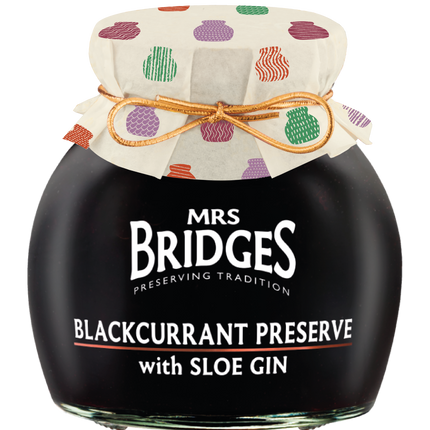 Mrs Bridges Blackcurrant Preserve with Sloe Gin - 12 OZ 6 Pack