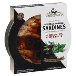 Brunswick Sardines With Black Olives, Herb & Spices 4.23 OZ 12 Pack
