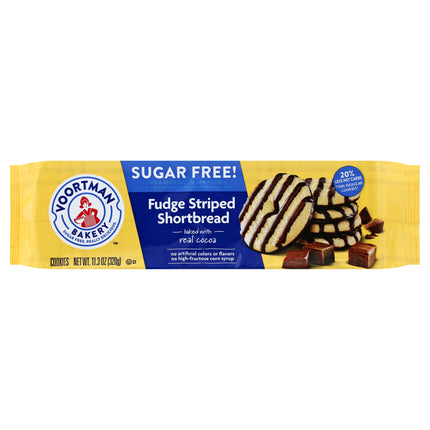 Voortman Bakery Sugar Free Fudge Striped Shortbread - 11.3 OZ 12 Pack