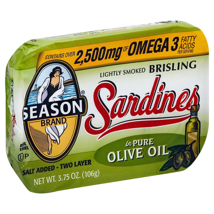 Season Lightly Smoked Norway Brisling Sardines In Extra Virgin Olive Oil - 3.75 OZ 12 Pack