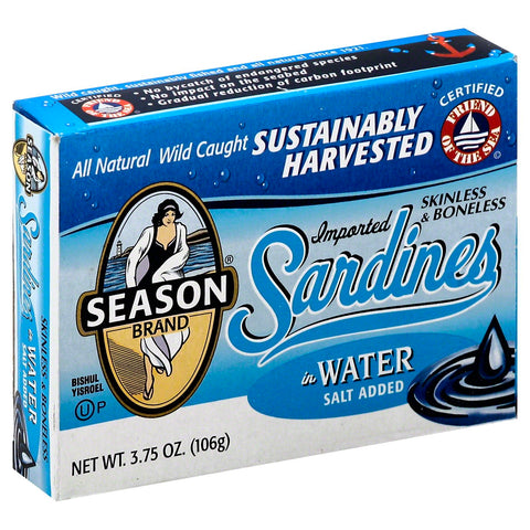 Season Skinless & Boneless Sardines In Water - 3.75 OZ 12 Pack