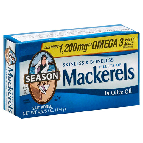 Season Skinless & Boneless Fillets Of Mackerel In Olive Oil - 4.38 OZ 12 Pack
