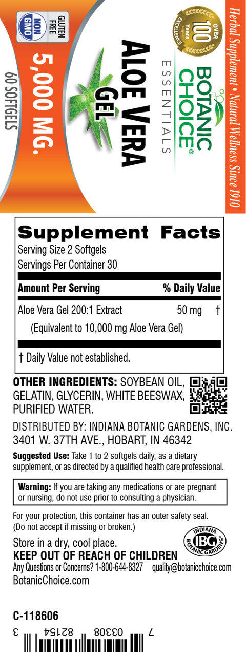 Botanic Choice ALOE VERA GEL 5000 MG - 60 CT 12 Pack