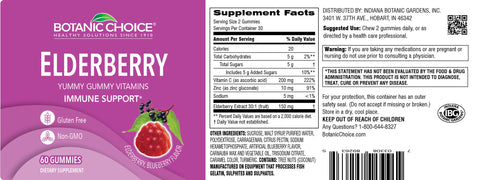 Botanic Choice ELDERBERRY GUMMY - 60 CT 12 Pack