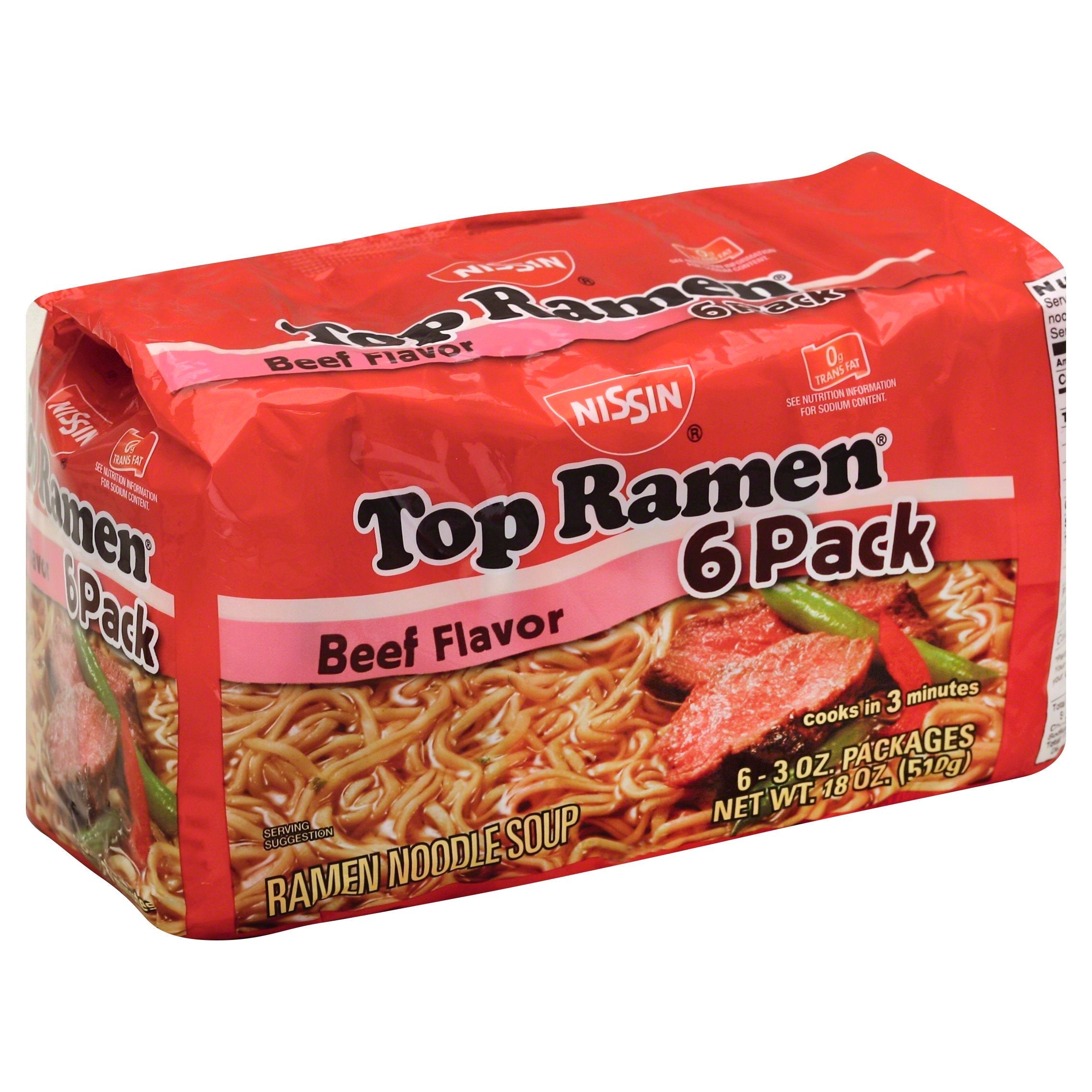 Nissin Top Ramen Beef Flavor Ramen Noodle Soup 3 oz [24-Pack]
