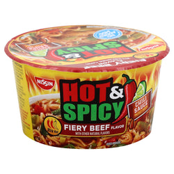Nissin Hot & Spicy Fiery Beef Ramen Noodle Soup - 3.28 OZ 6 Pack
