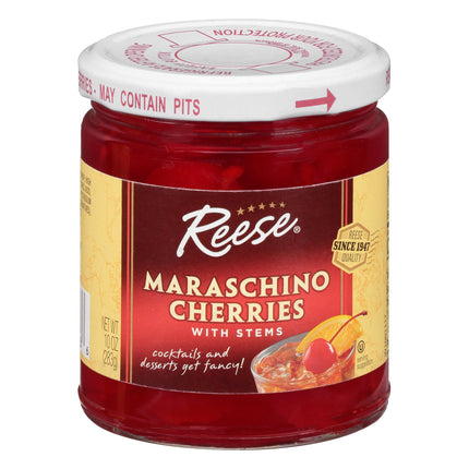 Reese Red Maraschino Cherries With Stems - 10 OZ 12 Pack